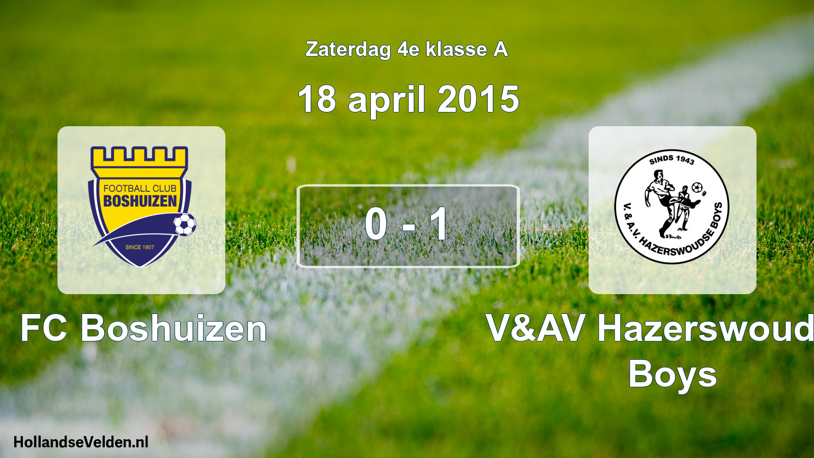 Total number of matches played: FC Boshuizen - V&AV Hazerswoudse Boys 0 - 1 (18 April 2015)