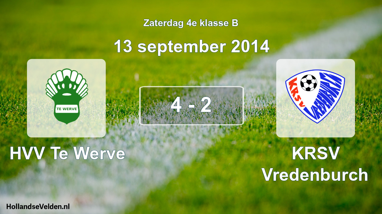 Total number of matches played: HVV Te Werve - KRSV Vredenburch 4 - 2 (13 September 2014)
