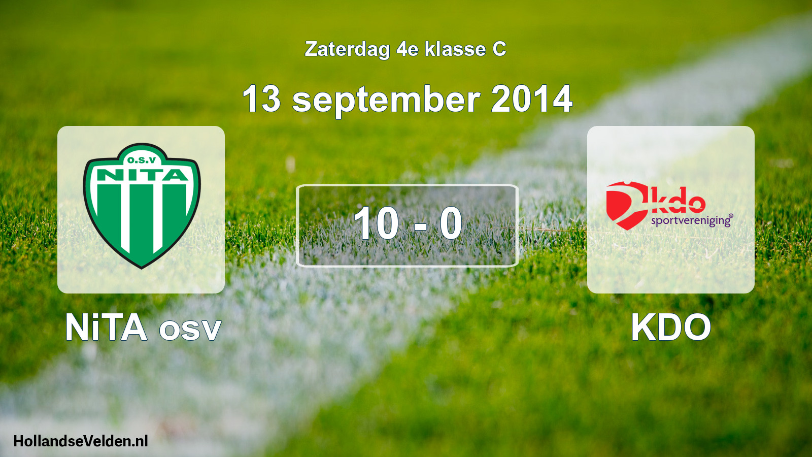 Gespeelde wedstrijd: NiTA osv - KDO 10 - 0 (13 september 2014)