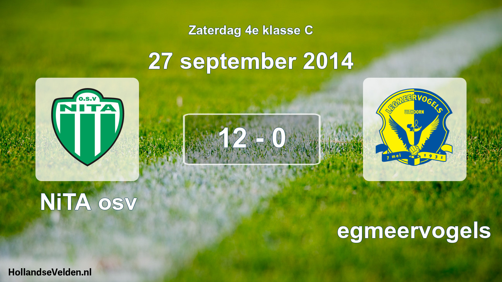 Total number of matches played: NiTA osv - Legmeervogels 12 - 0 (27 September 2014)