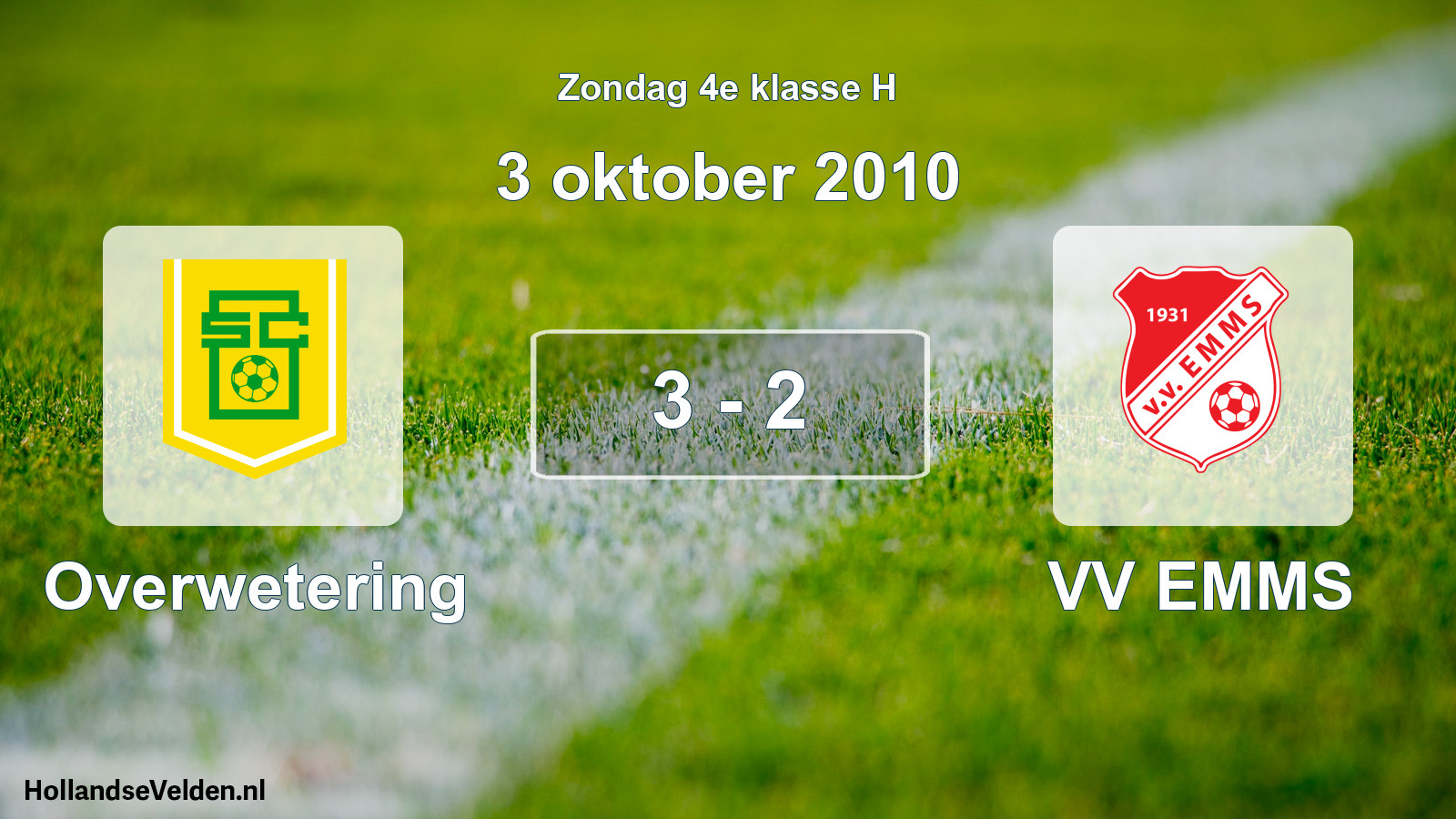Total number of matches played: Overwetering - VV EMMS 3 - 2 (3 October 2010)