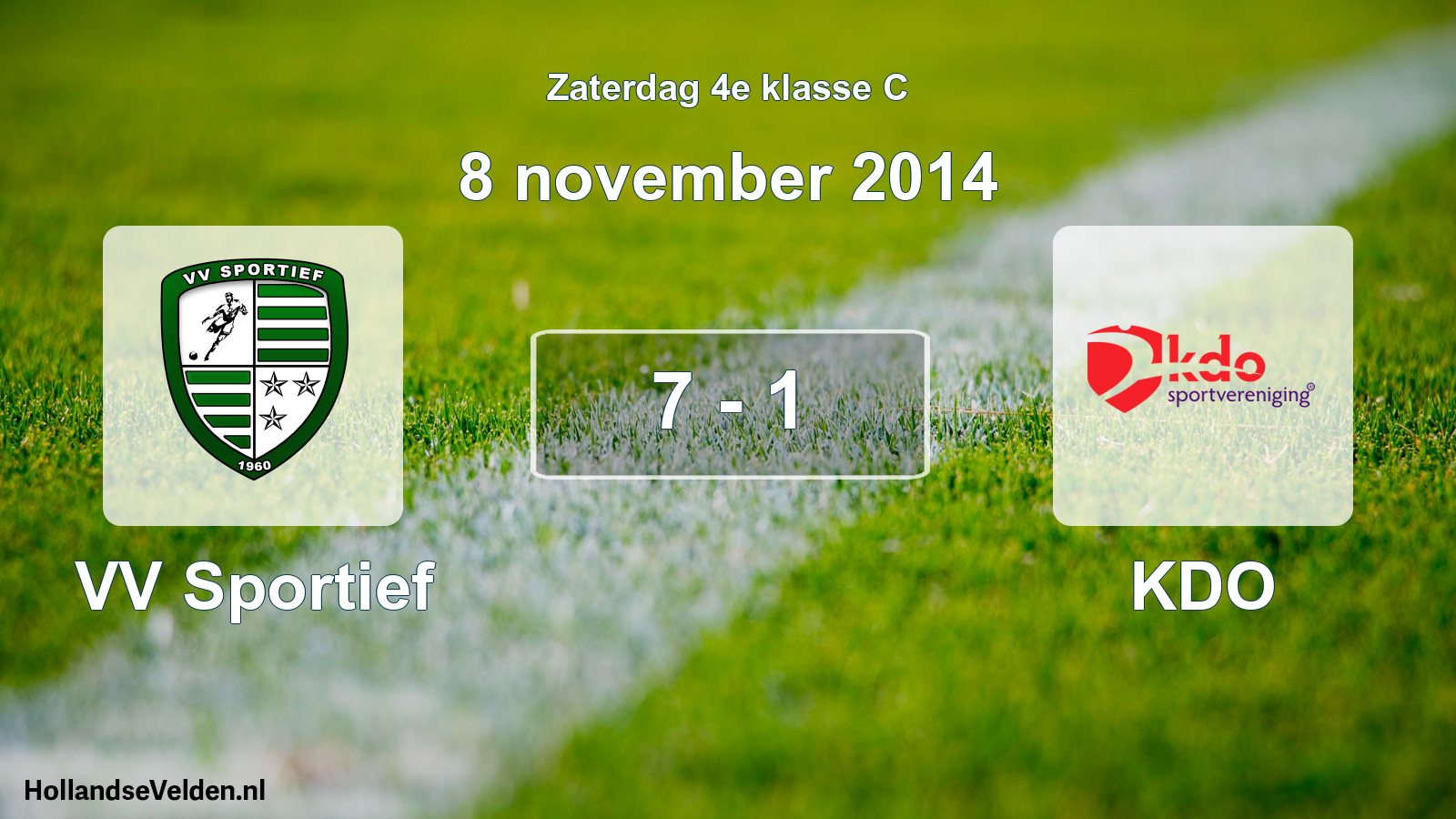 Total number of matches played: VV Sportief - KDO 7 - 1 (8 November 2014)