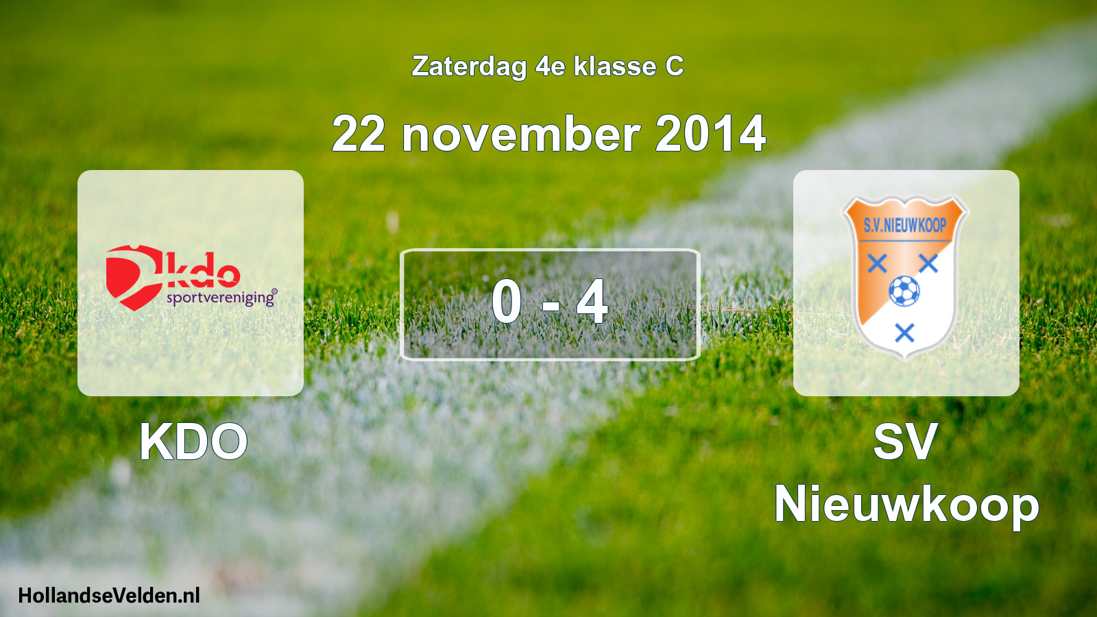 Gespeelde wedstrijd: KDO - SV Nieuwkoop 0 - 4 (22 november 2014)