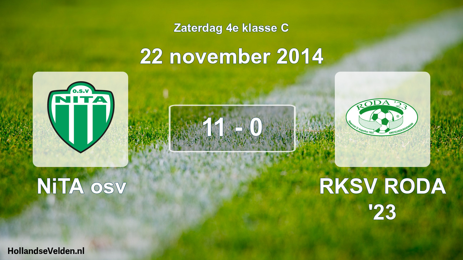 Total number of matches played: NiTA osv - RKSV RODA '23 11 - 0 (22 November 2014)