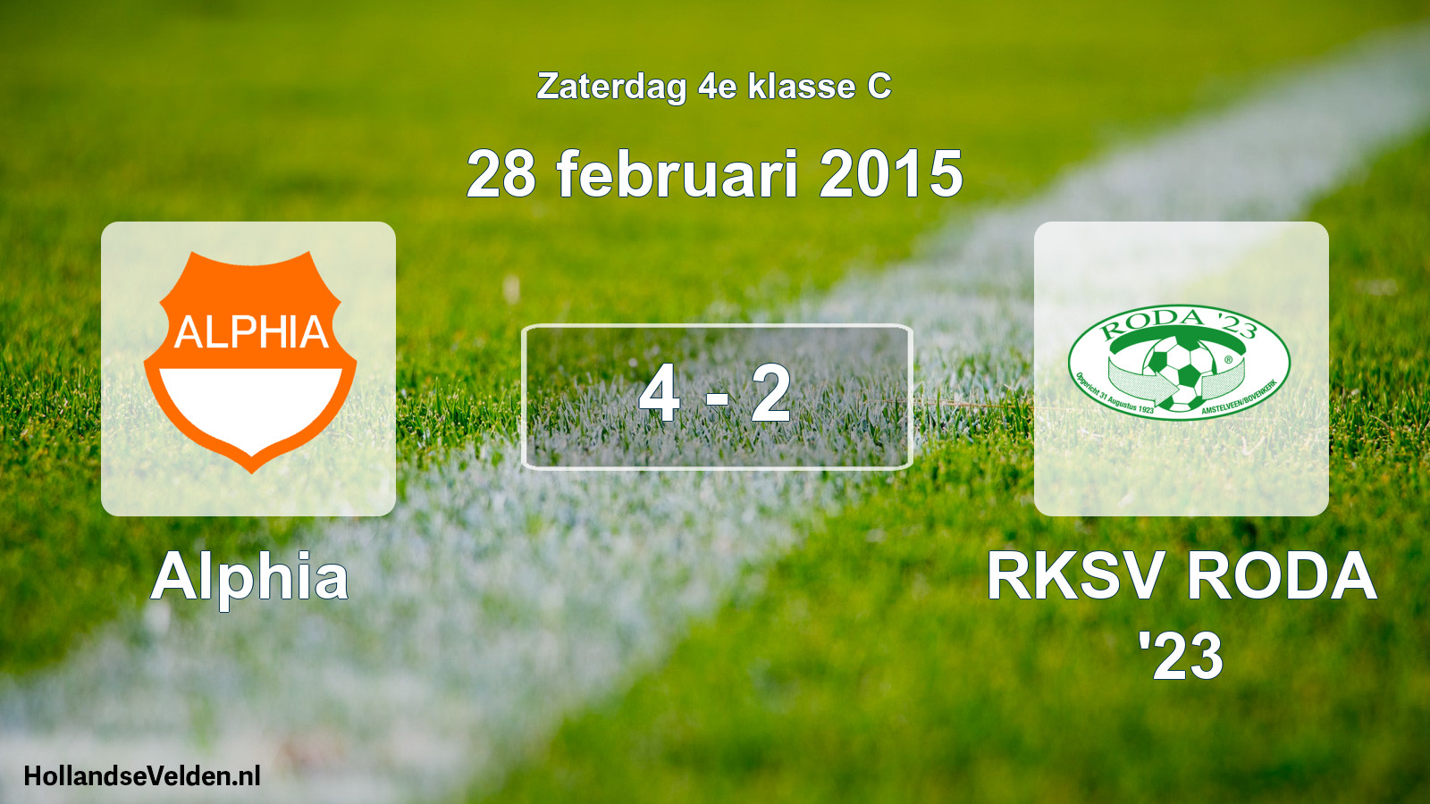 Total number of matches played: Alphia - RKSV RODA '23 4 - 2 (28 February 2015)