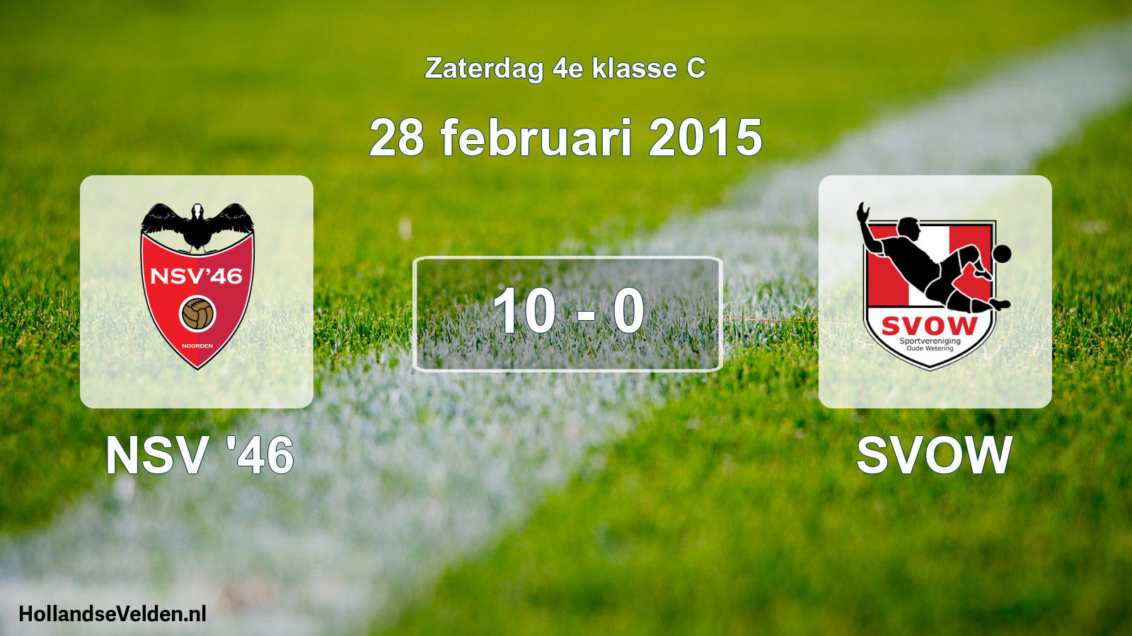 Total number of matches played: NSV '46 - SVOW 10 - 0 (28 February 2015)
