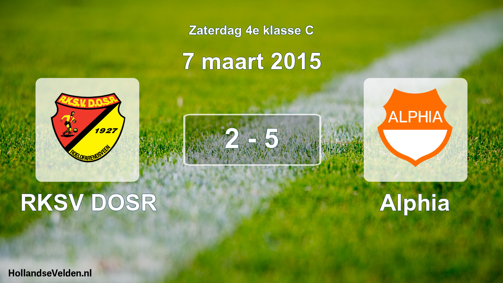 Total number of matches played: RKSV DOSR - Alphia 2 - 5 (7 March 2015)