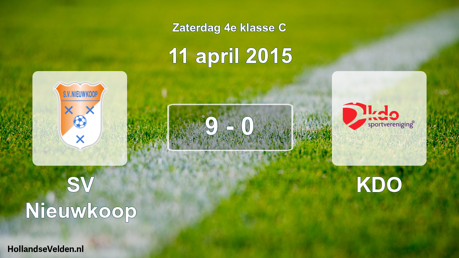 Gespeelde wedstrijd: SV Nieuwkoop - KDO 9 - 0 (11 april 2015)