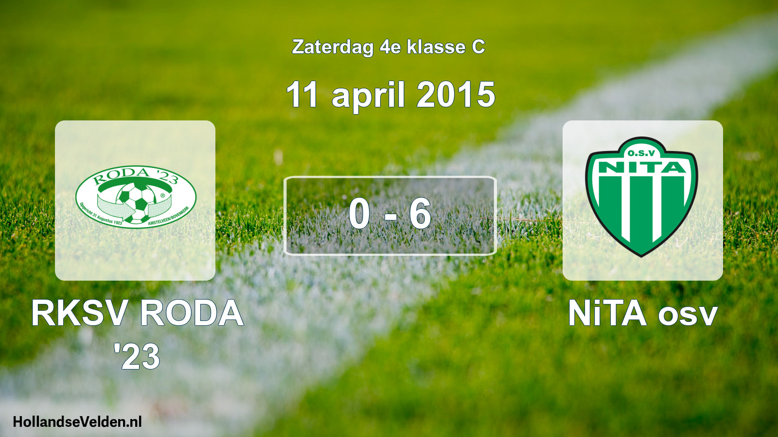 Total number of matches played: RKSV RODA '23 - NiTA osv 0 - 6 (11 April 2015)
