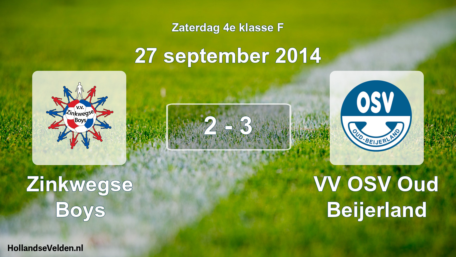 Total number of matches played: Zinkwegse Boys - VV OSV Oud Beijerland 2 - 3 (27 September 2014)