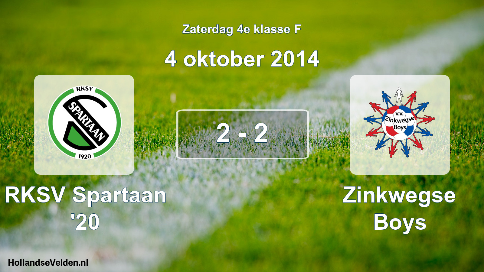 Total number of matches played: RKSV Spartaan '20 - Zinkwegse Boys 2 - 2 (4 October 2014)