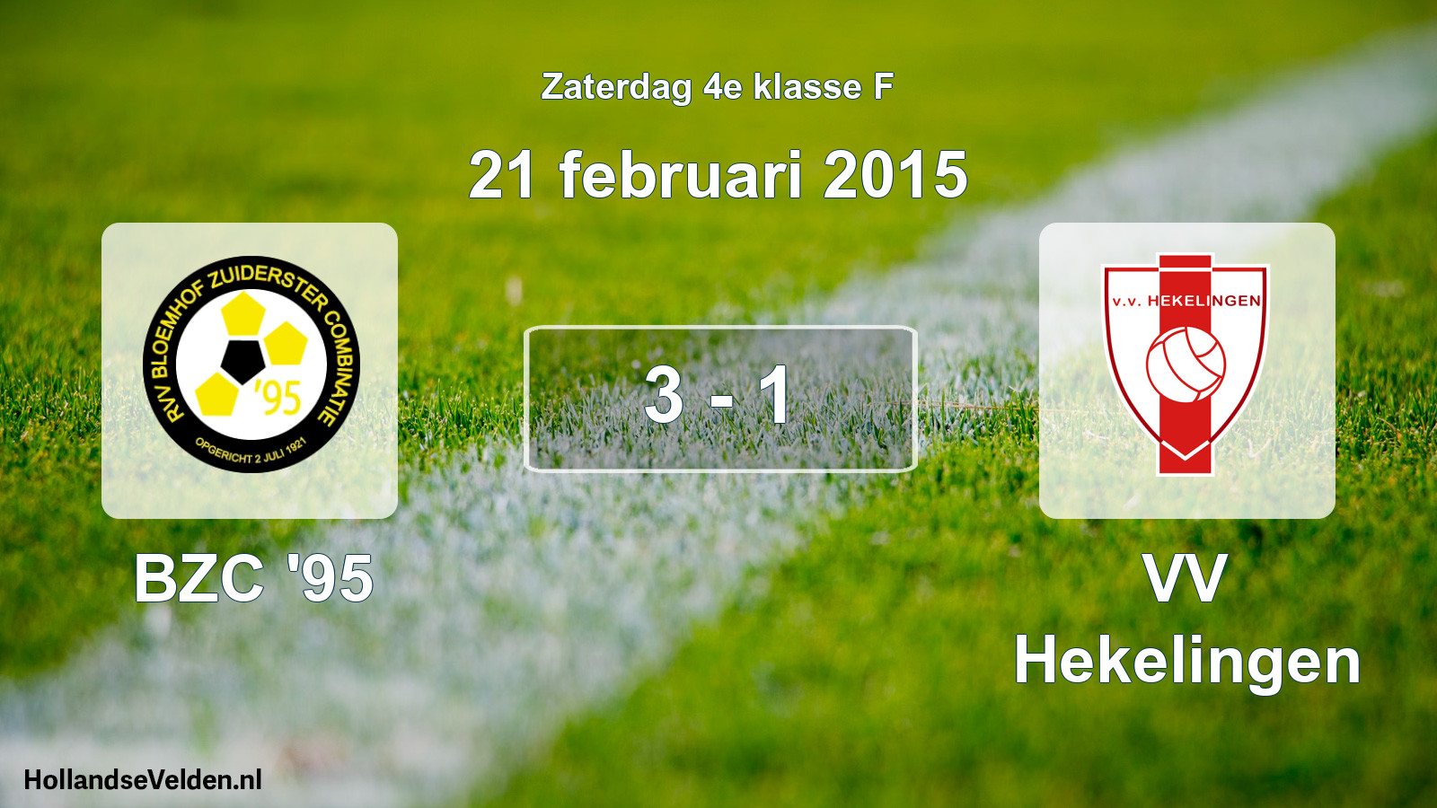 Total number of matches played: BZC '95 - VV Hekelingen 3 - 1 (21 February 2015)