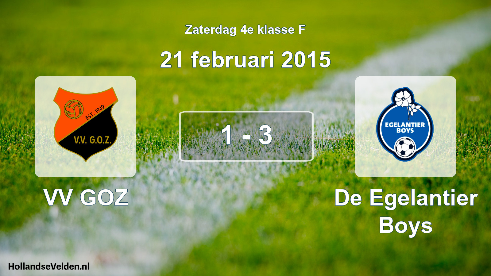 Total number of matches played: VV GOZ - De Egelantier Boys 1 - 3 (21 February 2015)