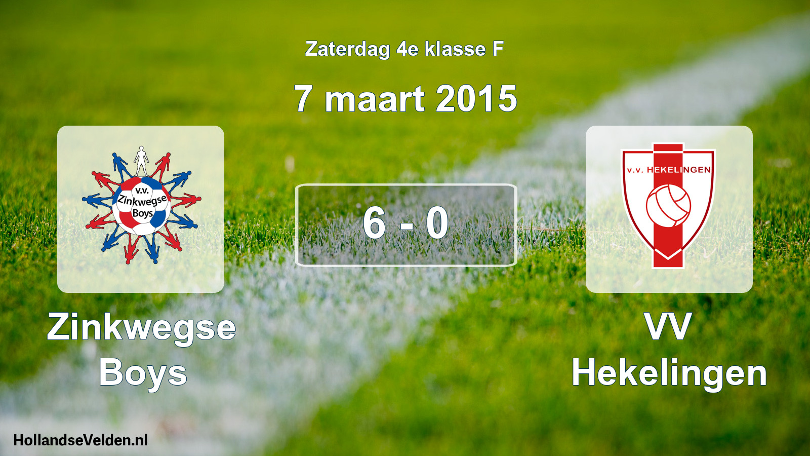 Total number of matches played: Zinkwegse Boys - VV Hekelingen 6 - 0 (7 March 2015)