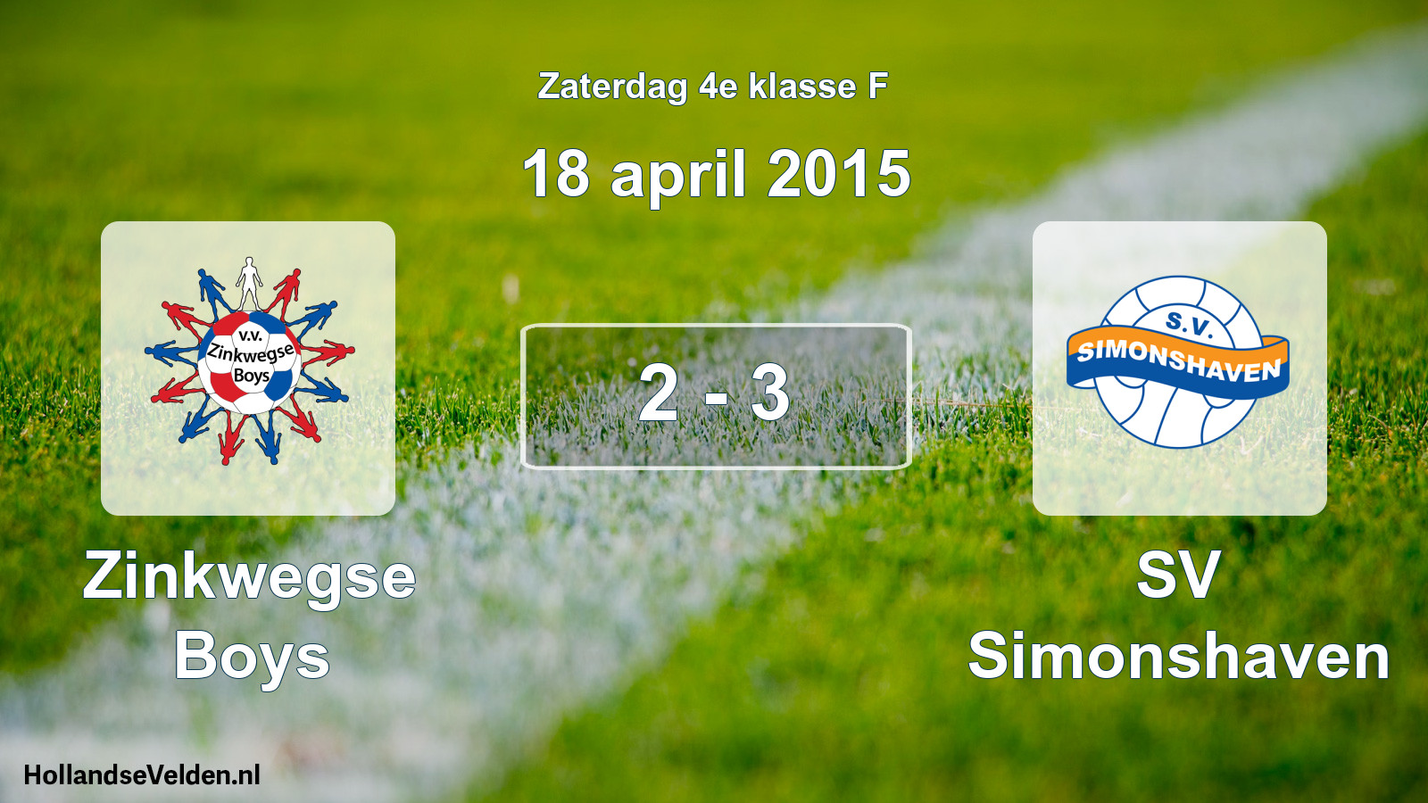 Total number of matches played: Zinkwegse Boys - SV Simonshaven 2 - 3 (18 April 2015)