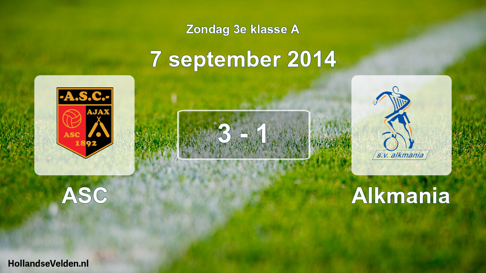 Total number of matches played: ASC - Alkmania 3 - 1 (7 September 2014)