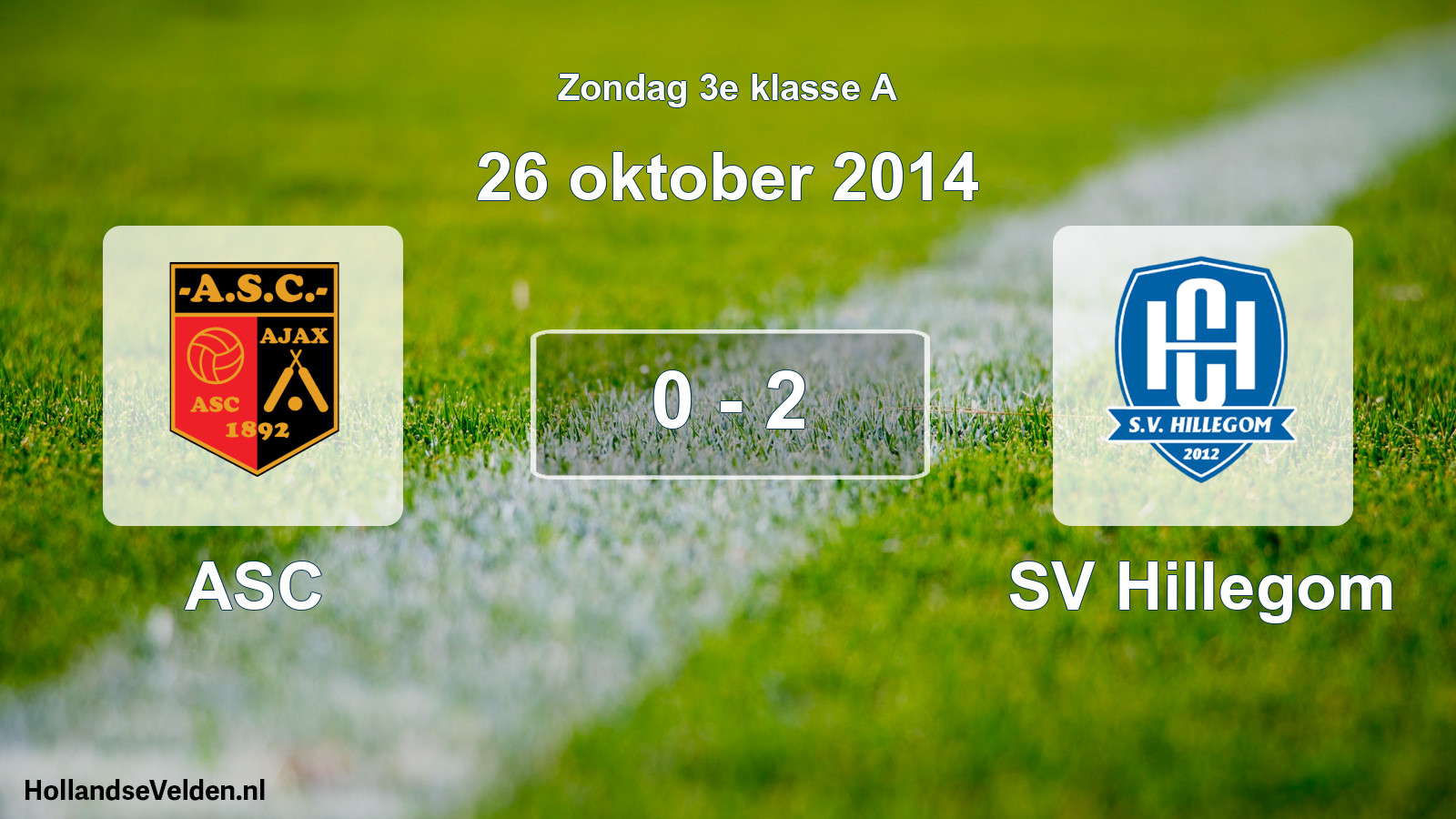 Total number of matches played: ASC - SV Hillegom 0 - 2 (26 October 2014)