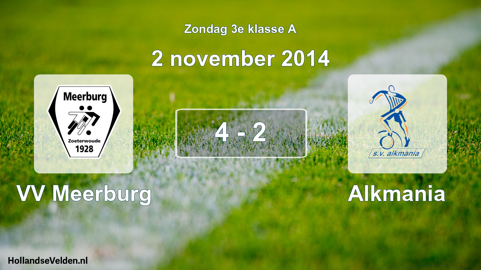 Total number of matches played: VV Meerburg - Alkmania 4 - 2 (2 November 2014)