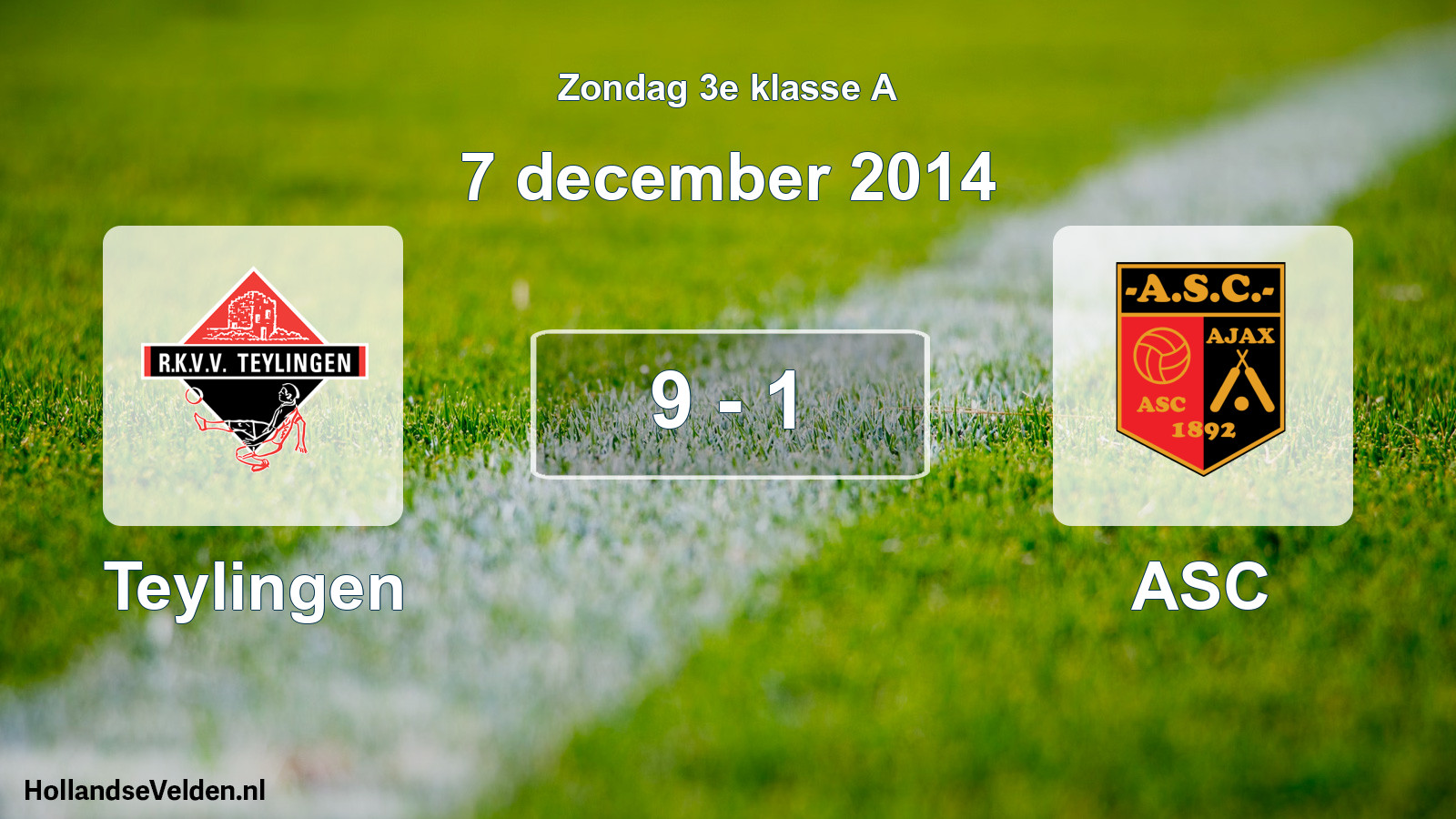Total number of matches played: Teylingen - ASC 9 - 1 (7 December 2014)