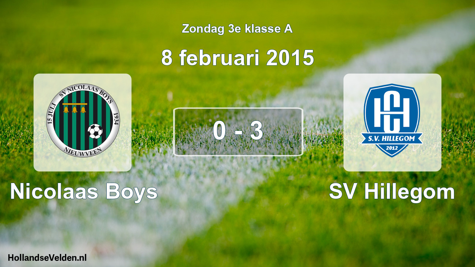 Total number of matches played: Nicolaas Boys - SV Hillegom 0 - 3 (8 February 2015)
