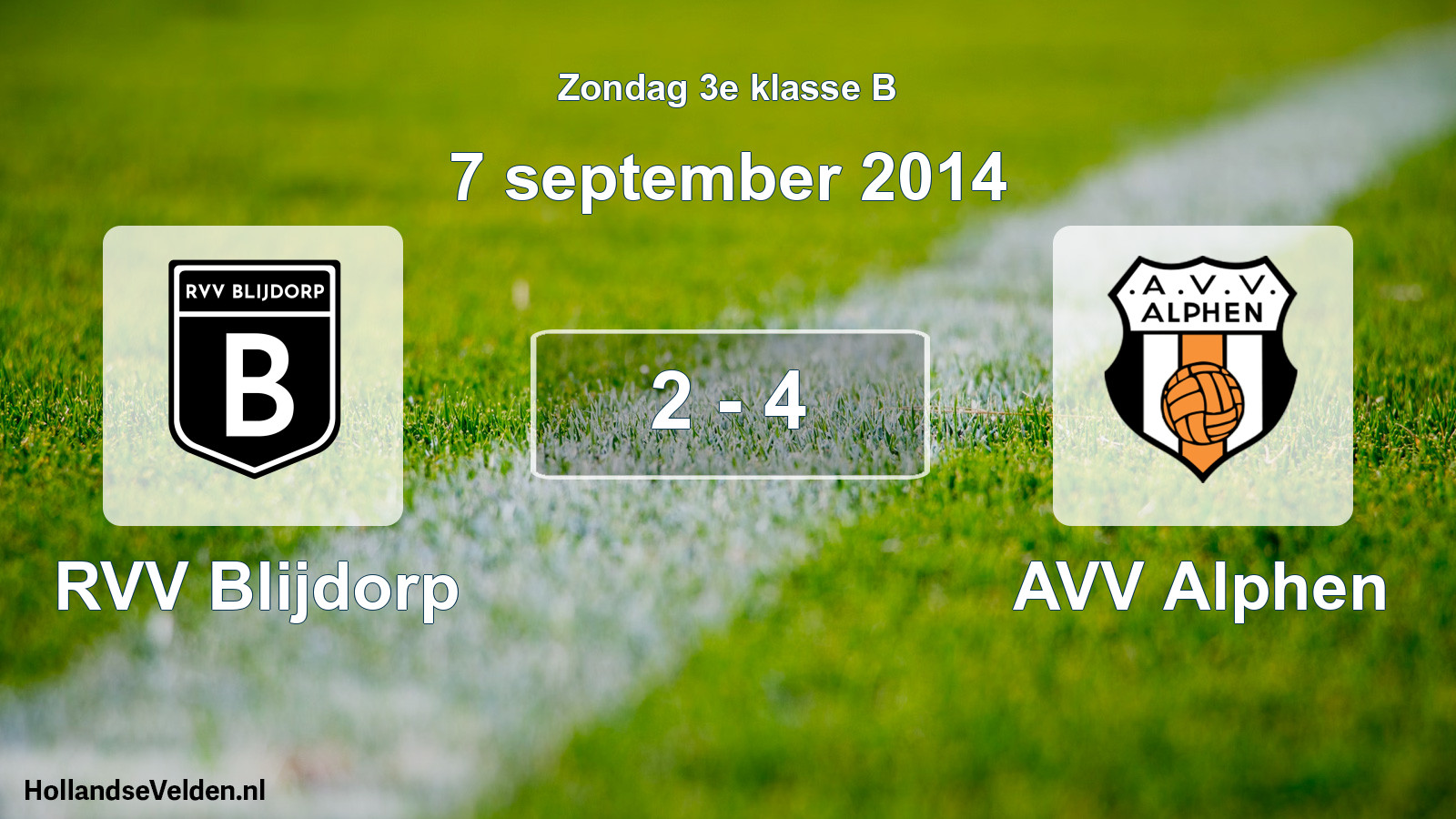 Total number of matches played: RVV Blijdorp - AVV Alphen 2 - 4 (7 September 2014)