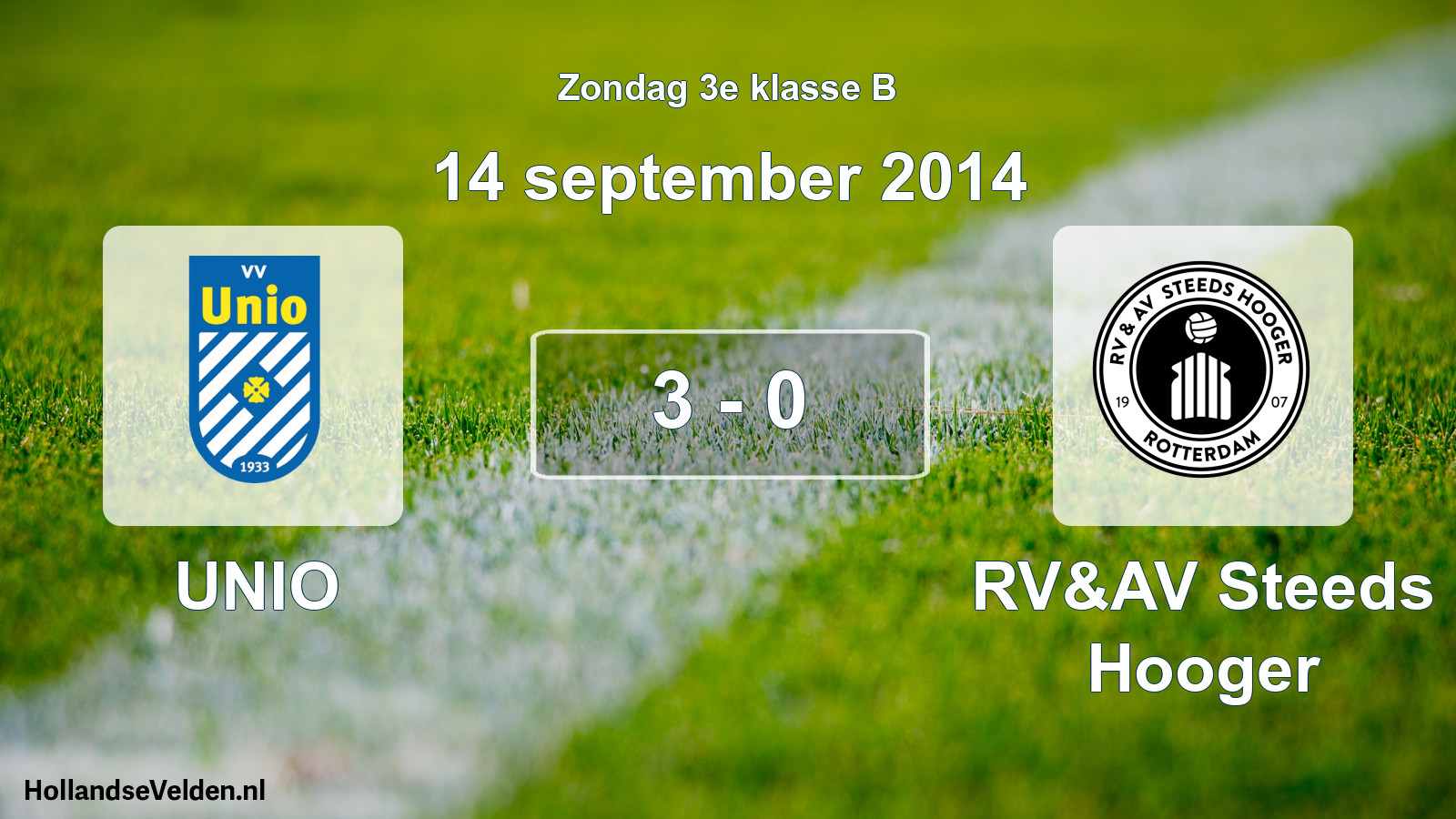 Total number of matches played: UNIO - RV&AV Steeds Hooger 3 - 0 (14 September 2014)