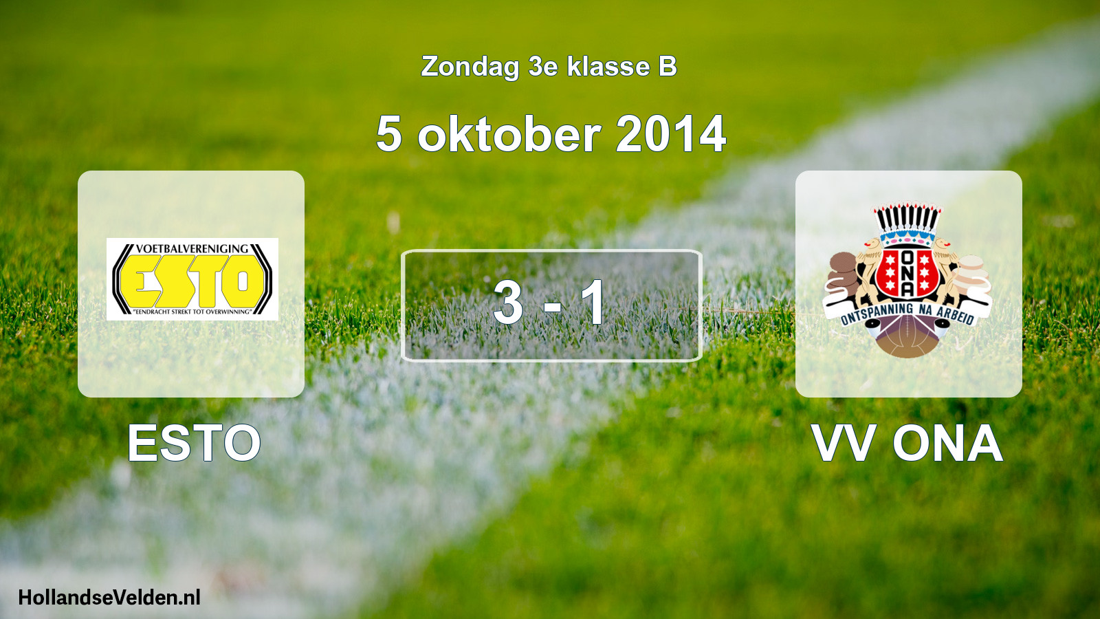 Total number of matches played: ESTO - VV ONA 3 - 1 (5 October 2014)