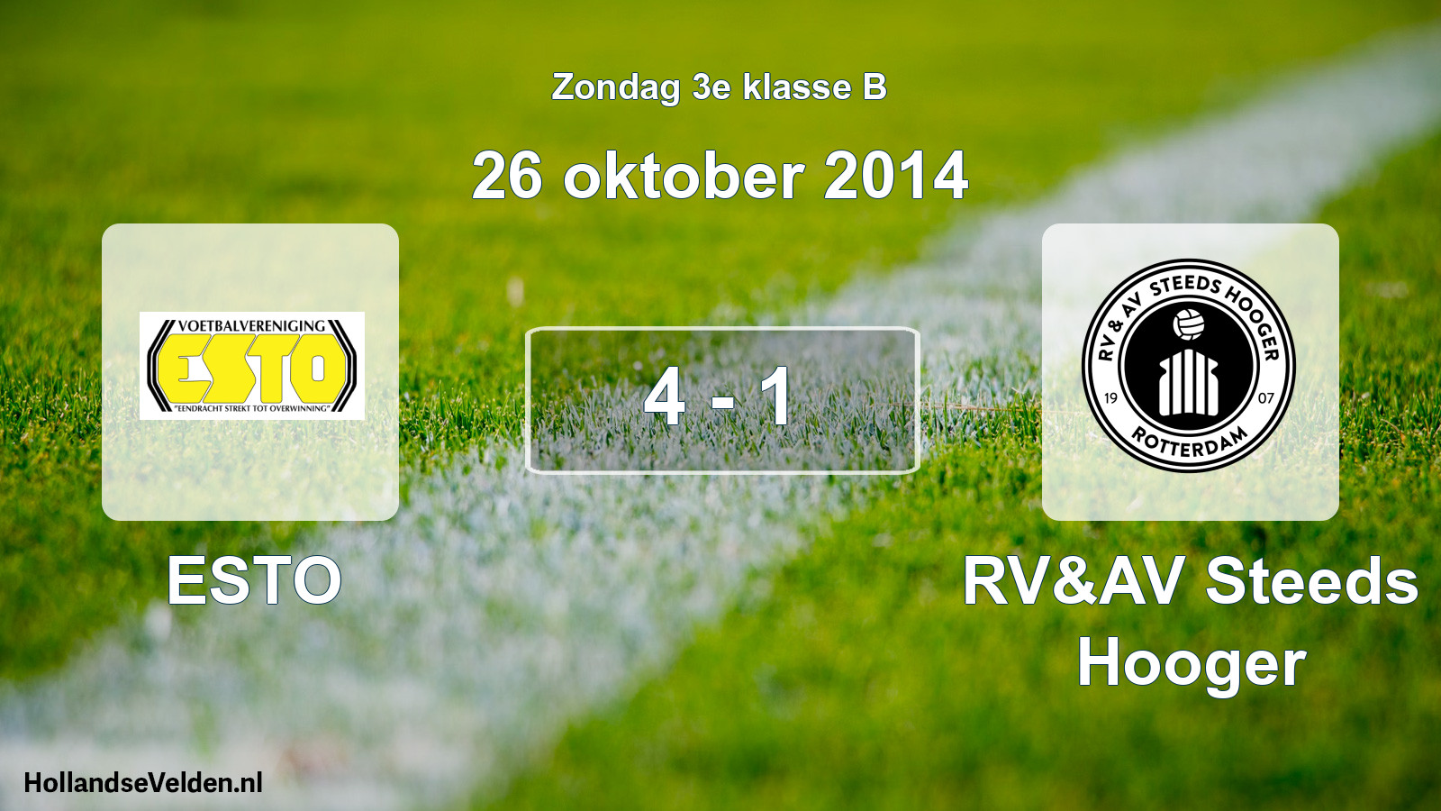 Total number of matches played: ESTO - RV&AV Steeds Hooger 4 - 1 (26 October 2014)