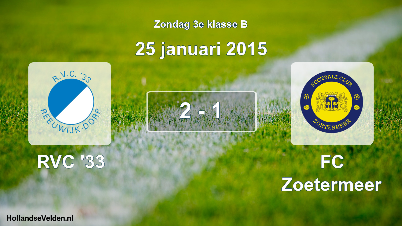 Total number of matches played: RVC '33 - FC Zoetermeer 2 - 1 (25 January 2015)