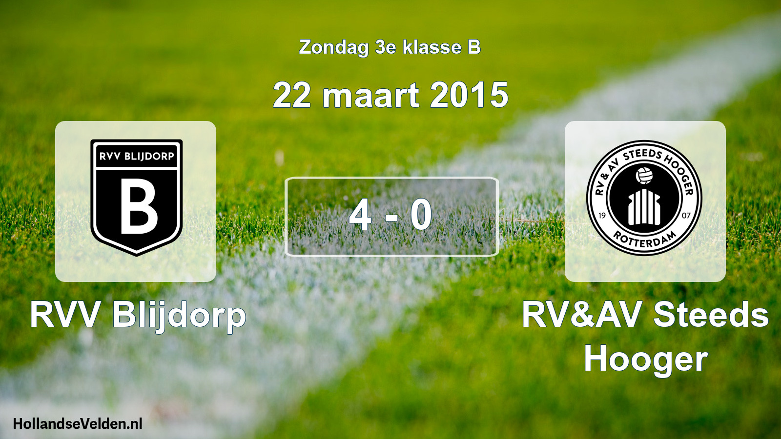 Total number of matches played: RVV Blijdorp - RV&AV Steeds Hooger 4 - 0 (22 March 2015)