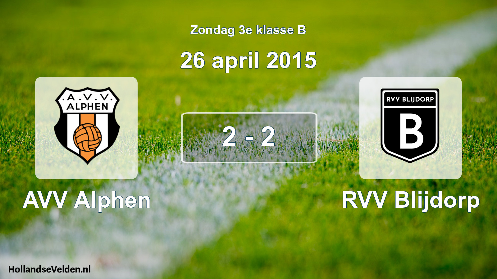 Total number of matches played: AVV Alphen - RVV Blijdorp 2 - 2 (26 April 2015)