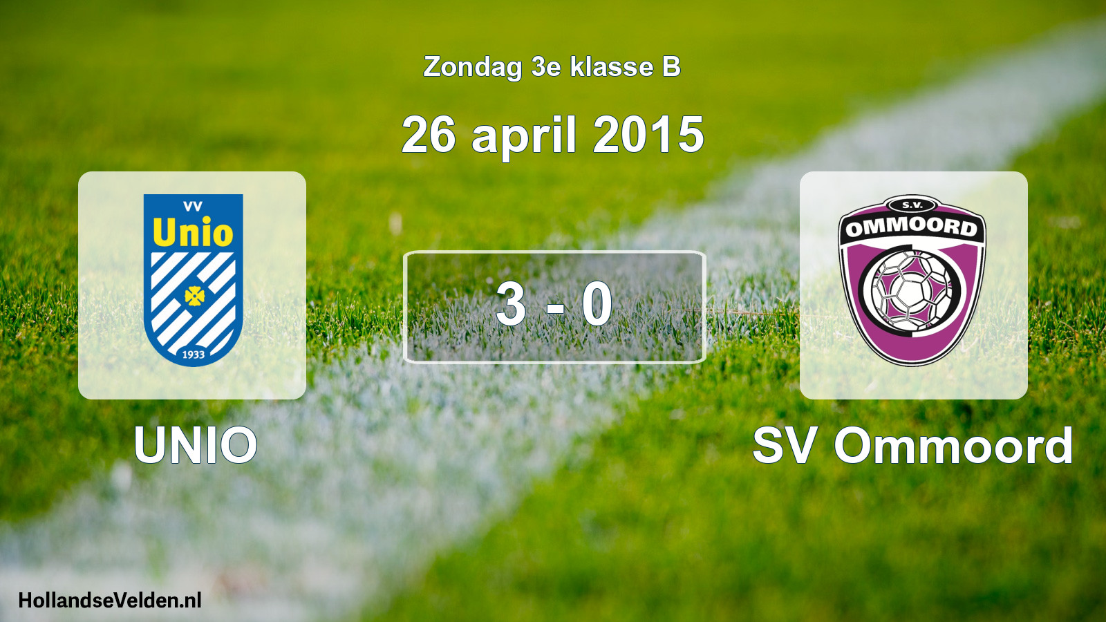 Total number of matches played: UNIO - SV Ommoord 3 - 0 (26 April 2015)