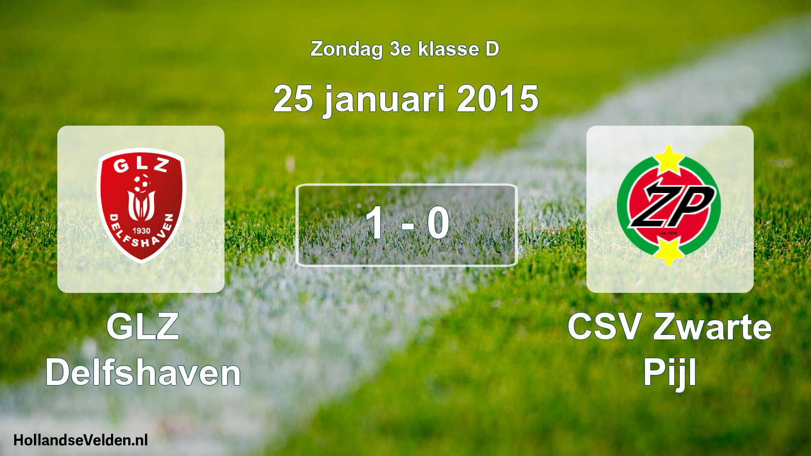 Total number of matches played: GLZ Delfshaven - CSV Zwarte Pijl 1 - 0 (25 January 2015)