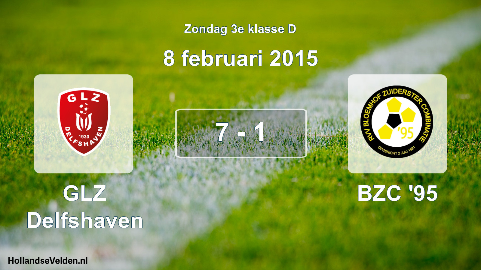 Total number of matches played: GLZ Delfshaven - BZC '95 7 - 1 (8 February 2015)