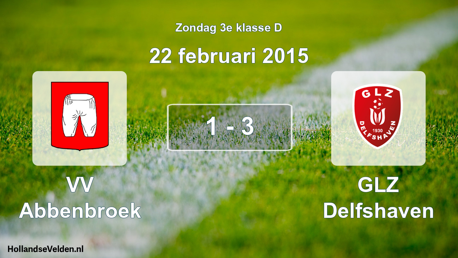 Total number of matches played: VV Abbenbroek - GLZ Delfshaven 1 - 3 (22 February 2015)