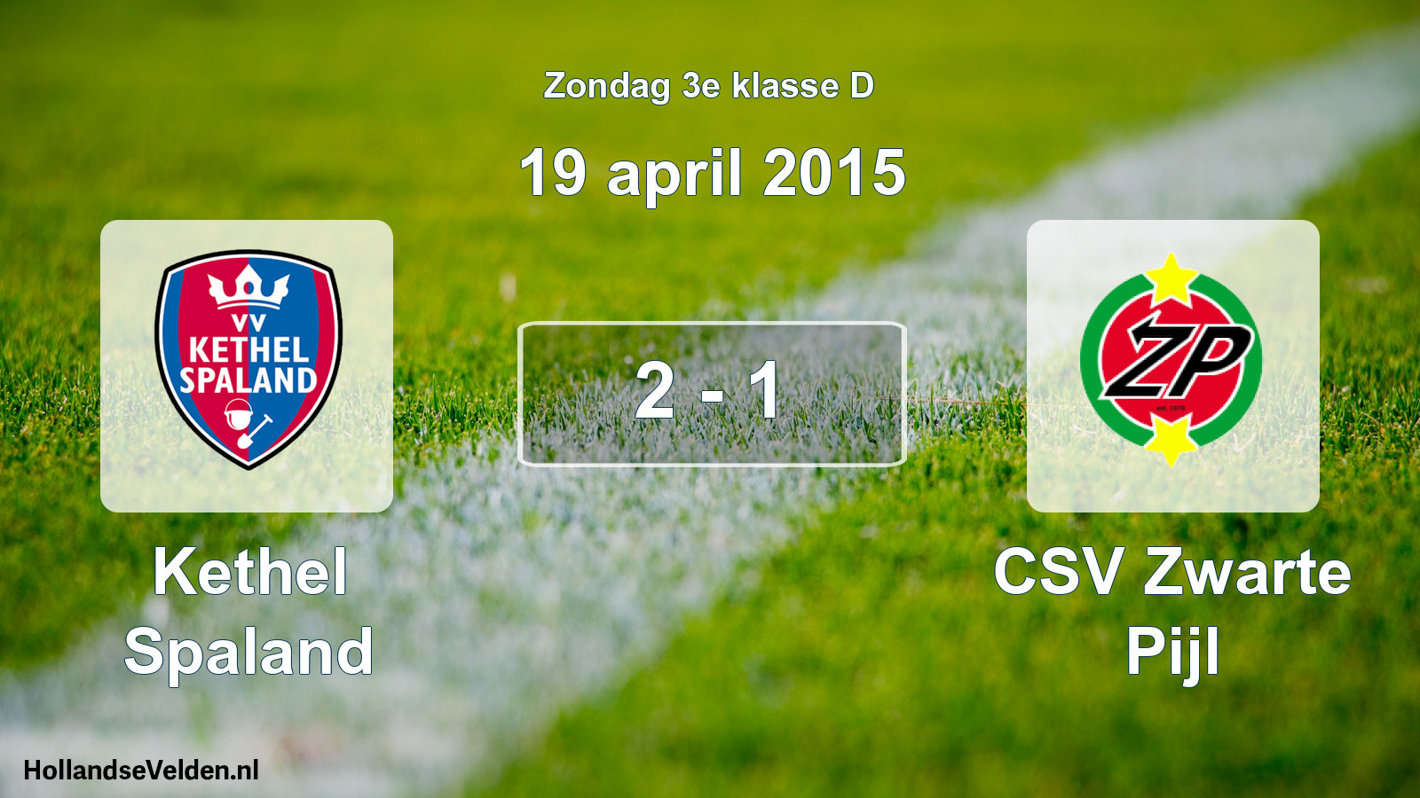 Total number of matches played: Kethel Spaland - CSV Zwarte Pijl 2 - 1 (19 April 2015)