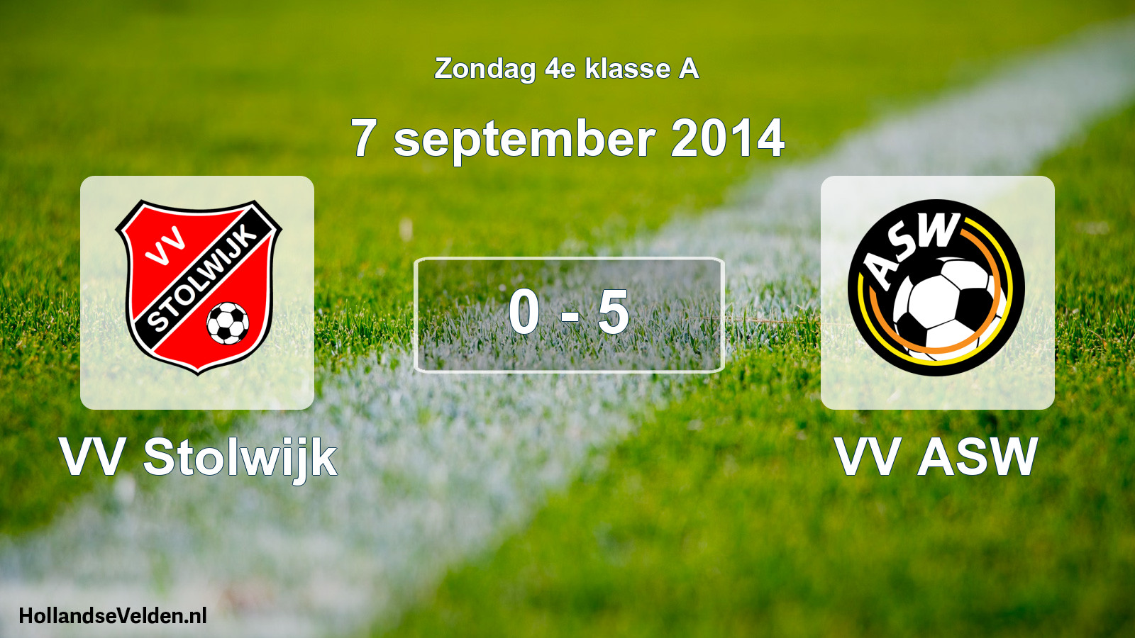 Total number of matches played: VV Stolwijk - VV ASW 0 - 5 (7 September 2014)