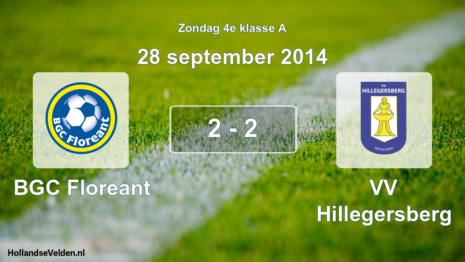 Total number of matches played: BGC Floreant - VV Hillegersberg 2 - 2 (28 September 2014)