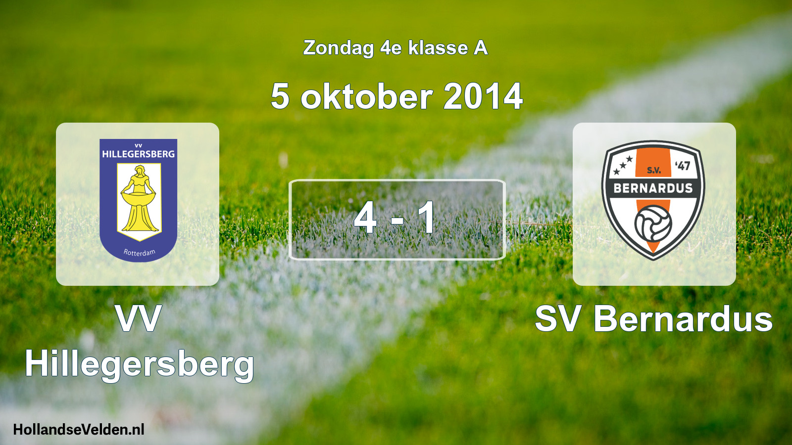 Total number of matches played: VV Hillegersberg - SV Bernardus 4 - 1 (5 October 2014)