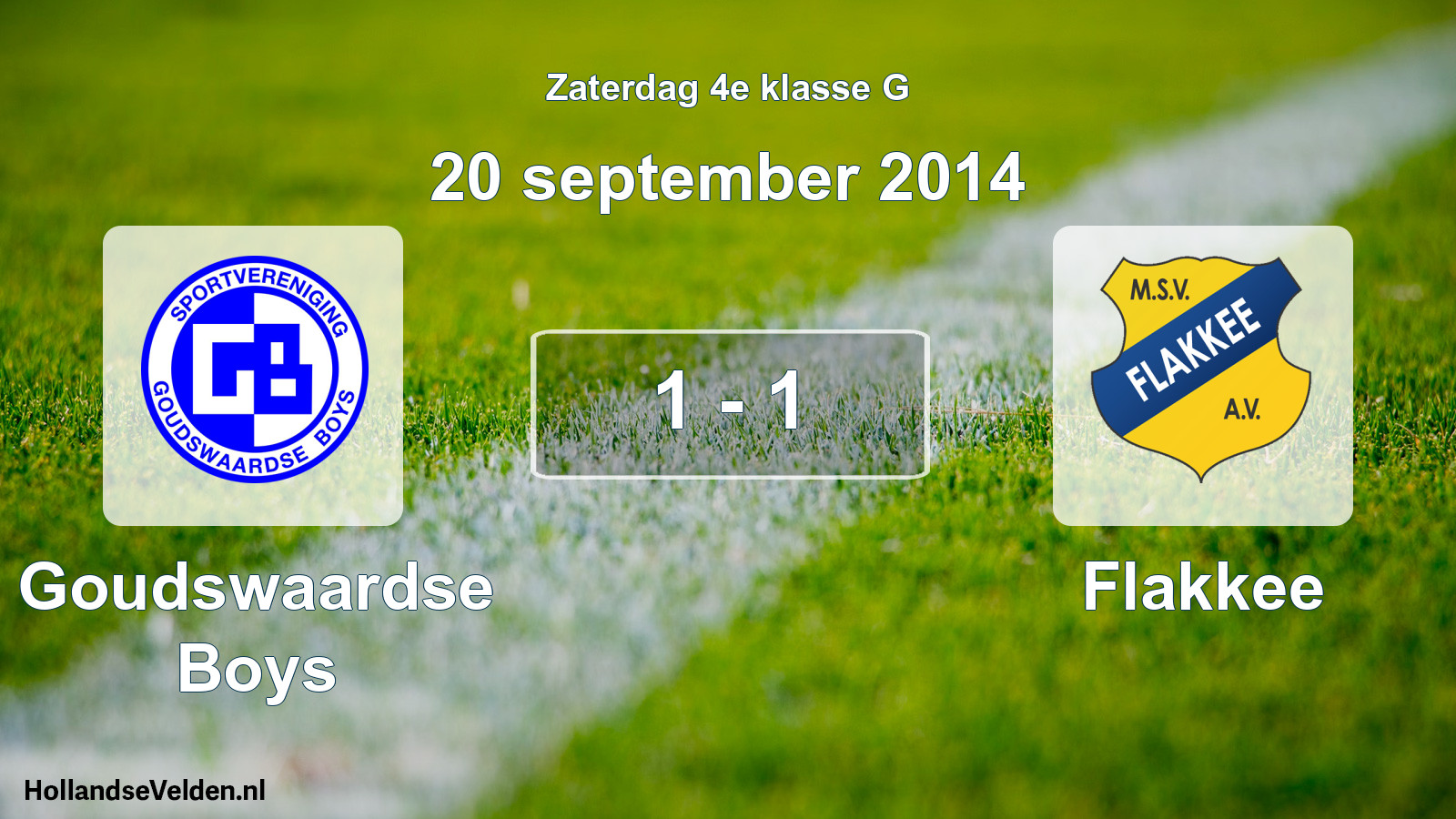 Total number of matches played: Goudswaardse Boys - Flakkee 1 - 1 (20 September 2014)