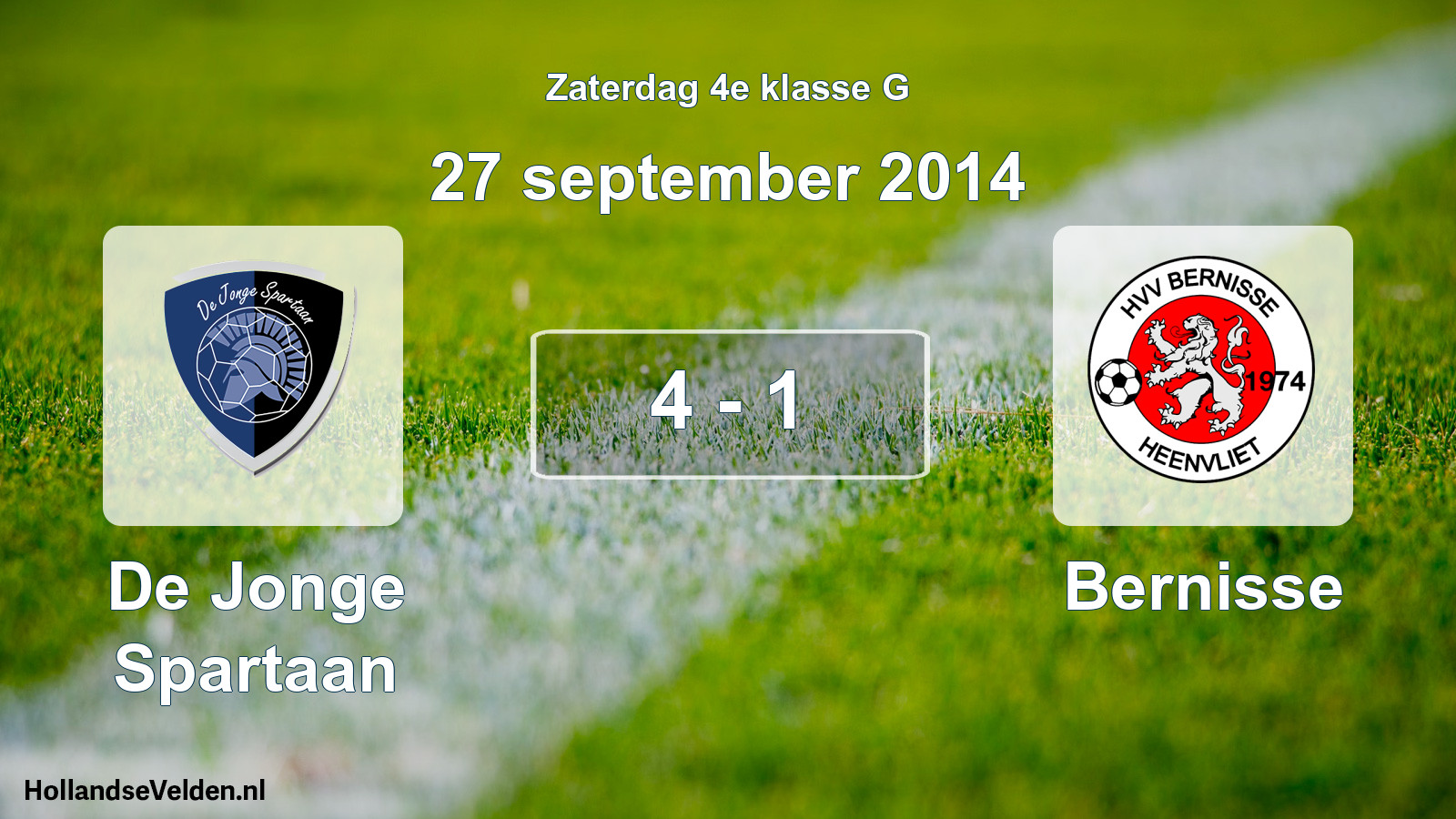 Total number of matches played: De Jonge Spartaan - Bernisse 4 - 1 (27 September 2014)