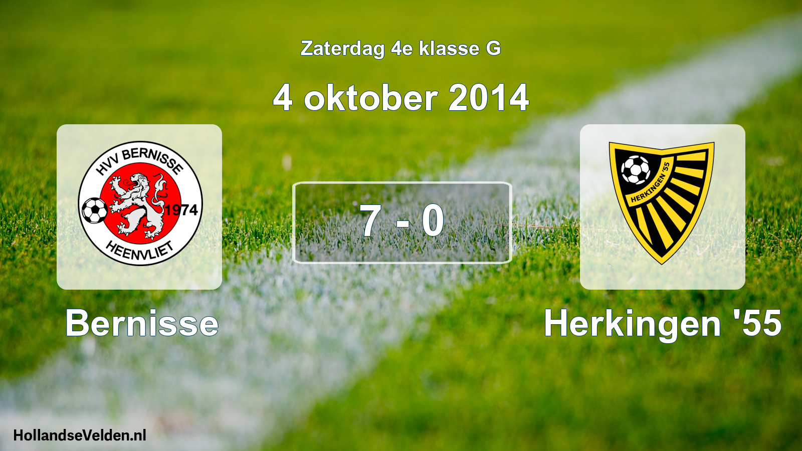 Total number of matches played: Bernisse - Herkingen '55 7 - 0 (4 October 2014)