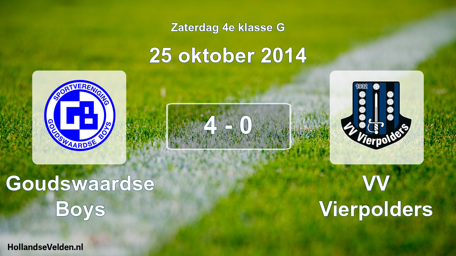 Total number of matches played: Goudswaardse Boys - VV Vierpolders 4 - 0 (25 October 2014)