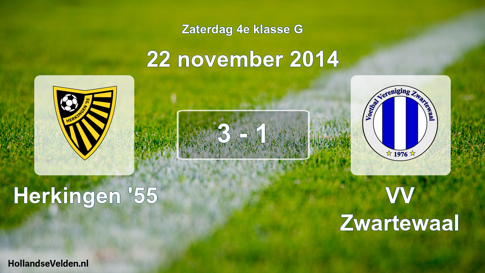 Total number of matches played: Herkingen '55 - VV Zwartewaal 3 - 1 (22 November 2014)