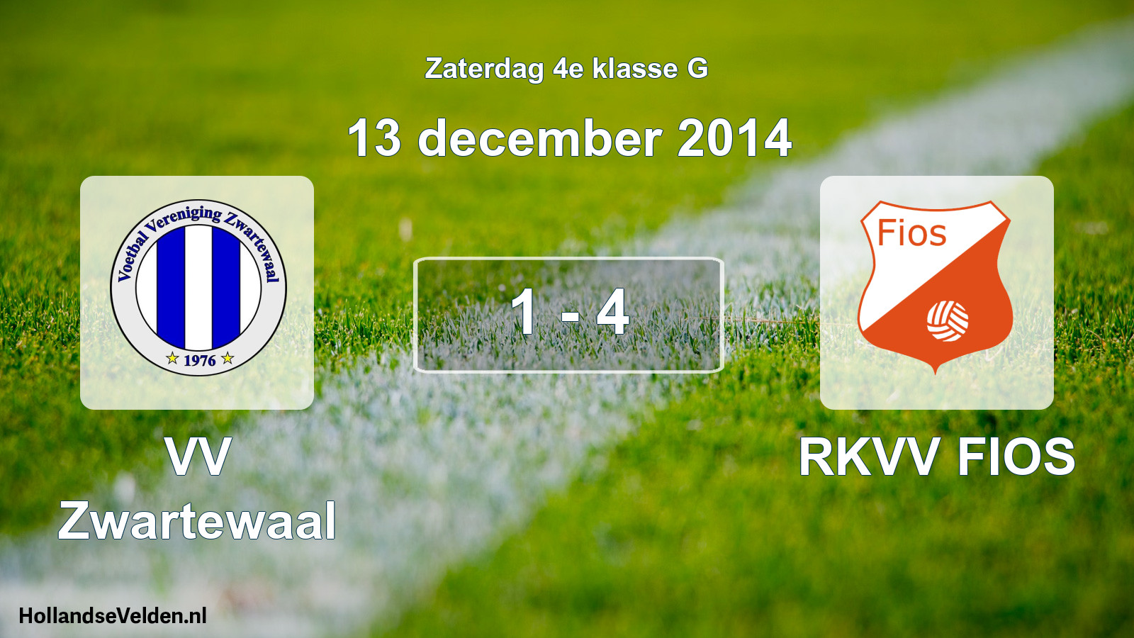 Total number of matches played: VV Zwartewaal - RKVV FIOS 1 - 4 (13 December 2014)