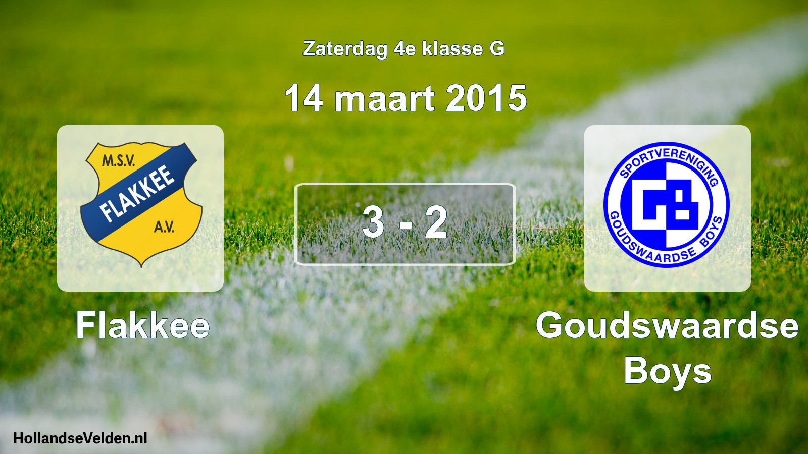 Total number of matches played: Flakkee - Goudswaardse Boys 3 - 2 (14 March 2015)