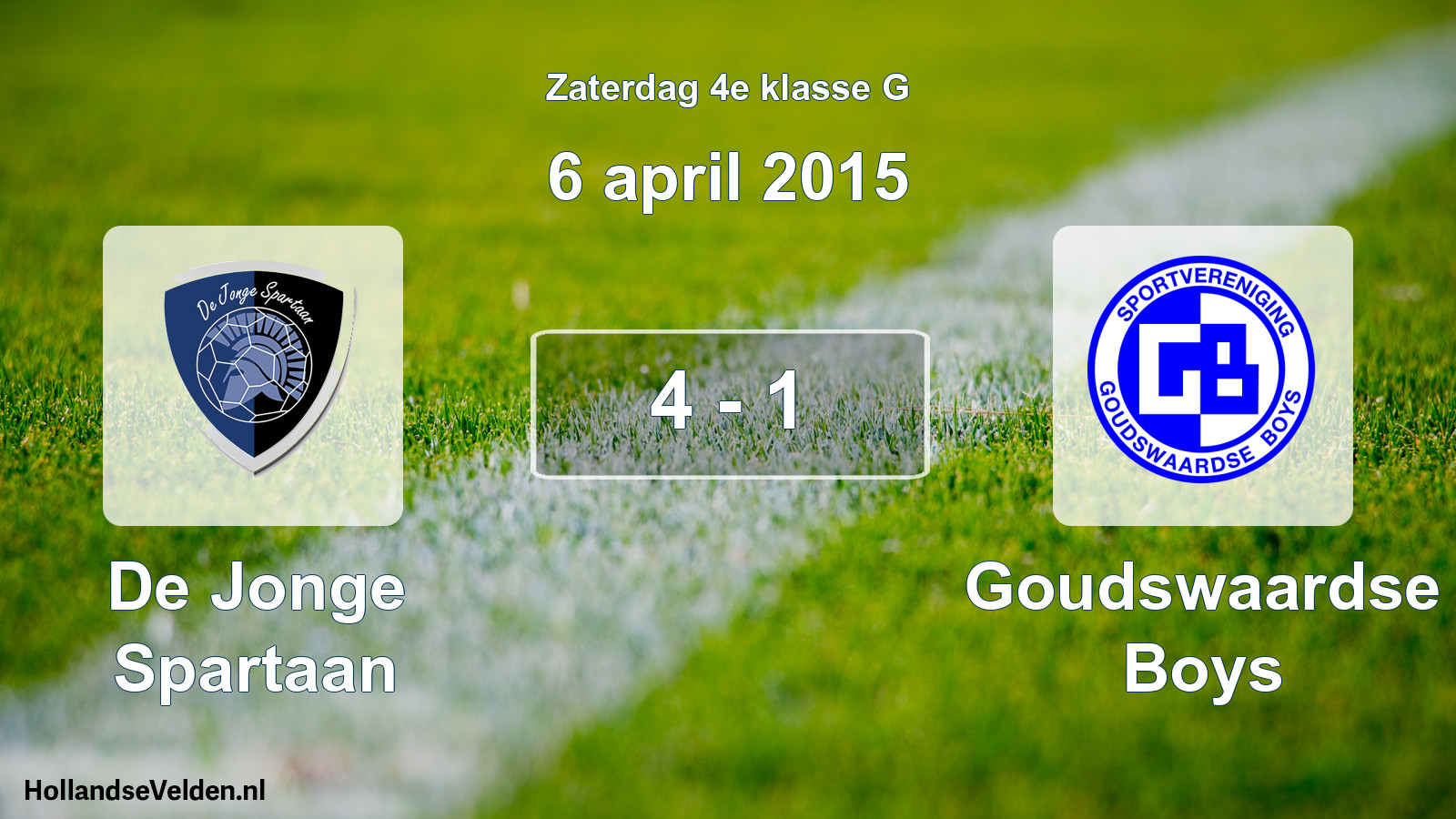 Total number of matches played: De Jonge Spartaan - Goudswaardse Boys 4 - 1 (6 April 2015)