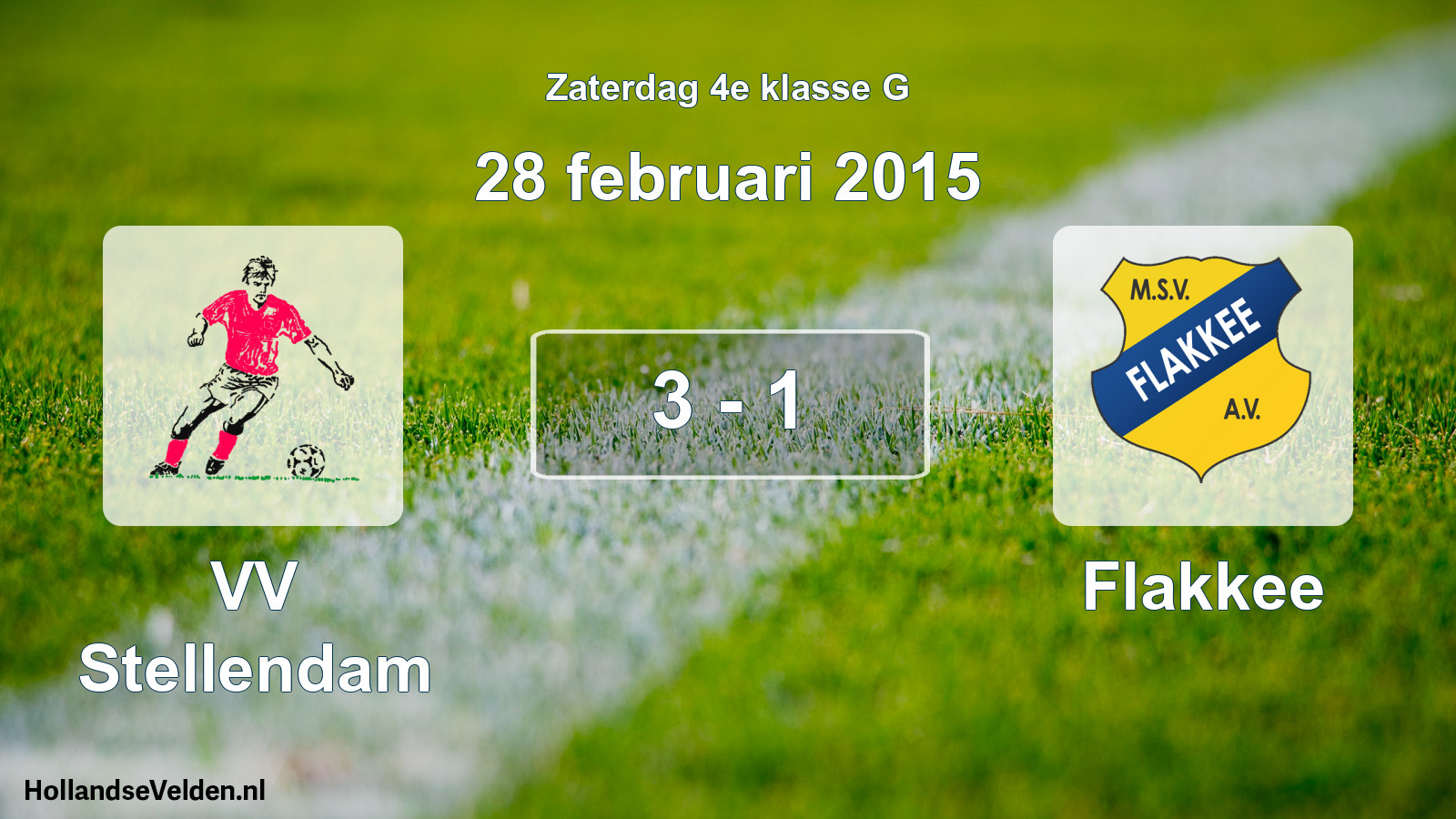 Total number of matches played: VV Stellendam - Flakkee 3 - 1 (28 February 2015)