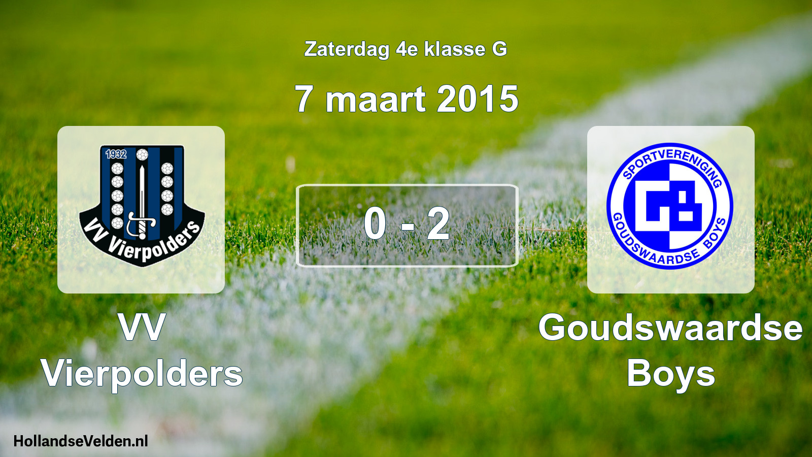 Total number of matches played: VV Vierpolders - Goudswaardse Boys 0 - 2 (7 March 2015)