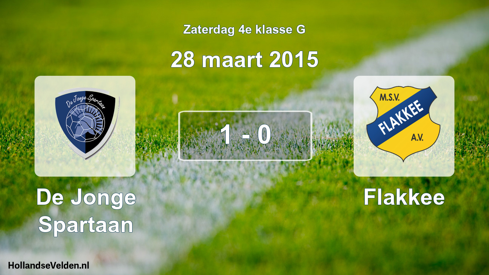Total number of matches played: De Jonge Spartaan - Flakkee 1 - 0 (28 March 2015)